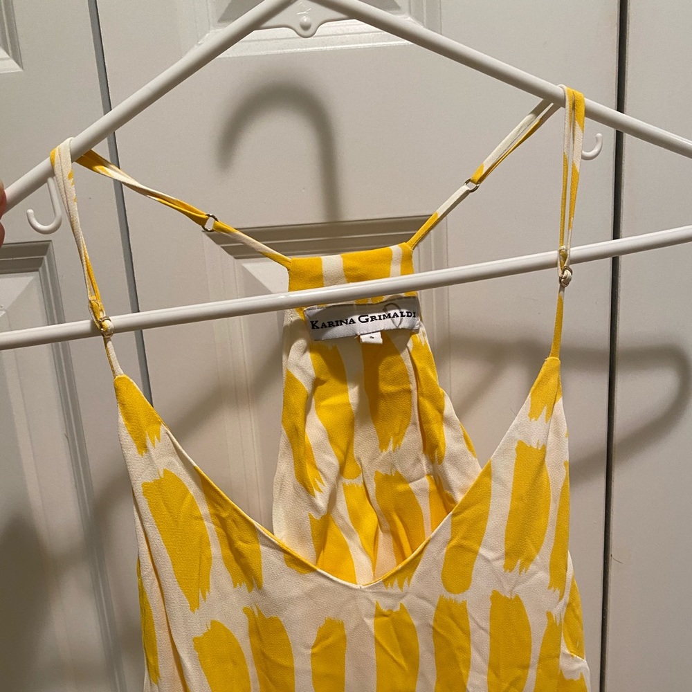 Karina Grimaldi yellow and white high low dress